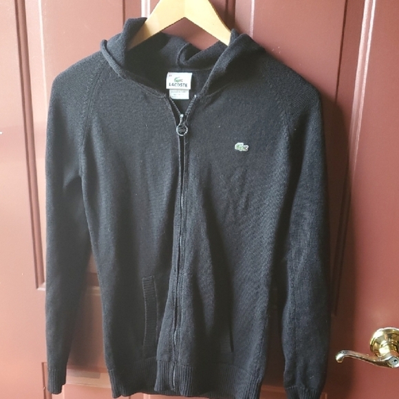 Lacoste Black Zip Up Sweater Wool Size 40 EURO - Picture 1 of 9